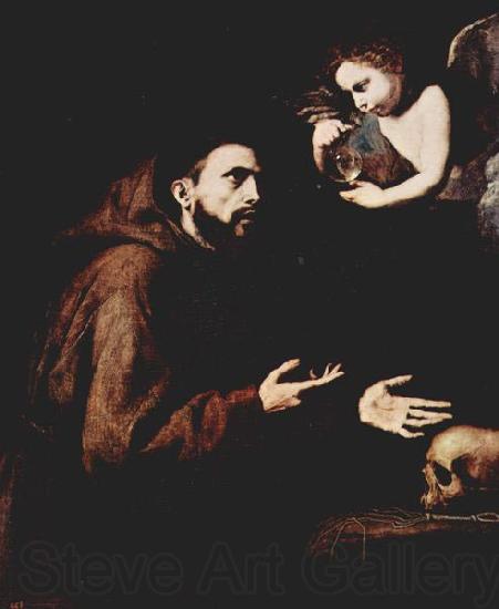 Jose de Ribera Der Hl. Franz von Assisi und der Engel mit der Wasserflasche Spain oil painting art